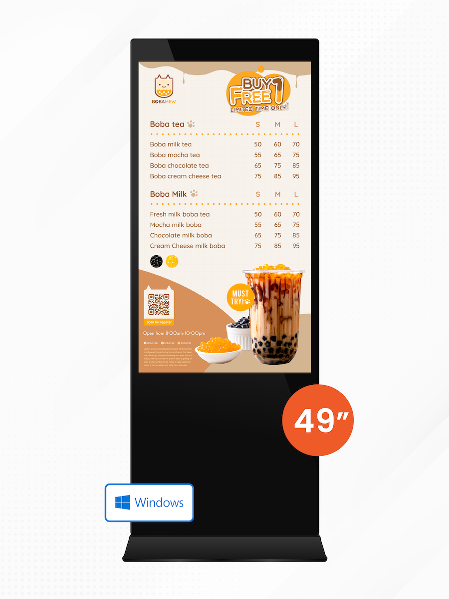 49" Windows Floor Standing Kiosk (ระบบสัมผัส) - ระบบ Windows