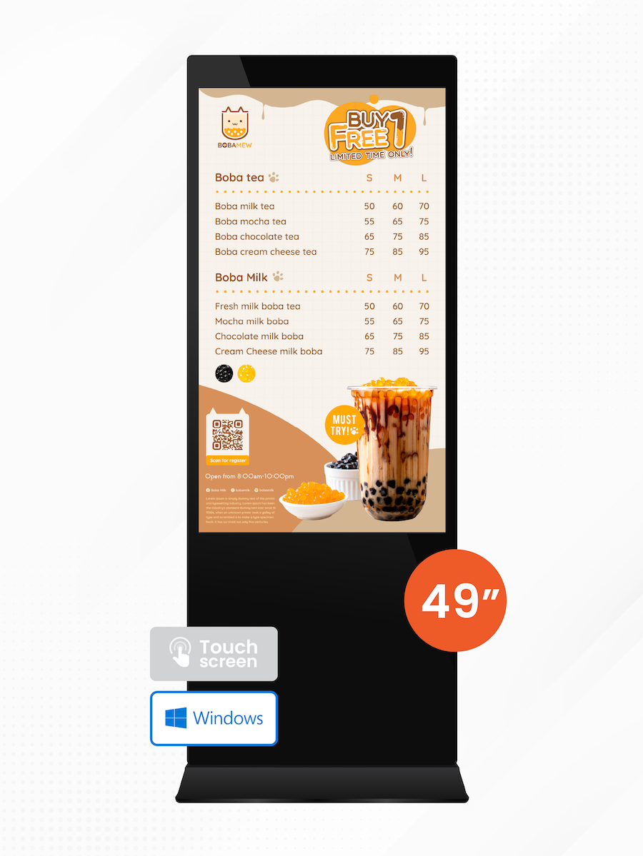 49" Windows Floor Standing Kiosk (ระบบสัมผัส) - ระบบ Windows