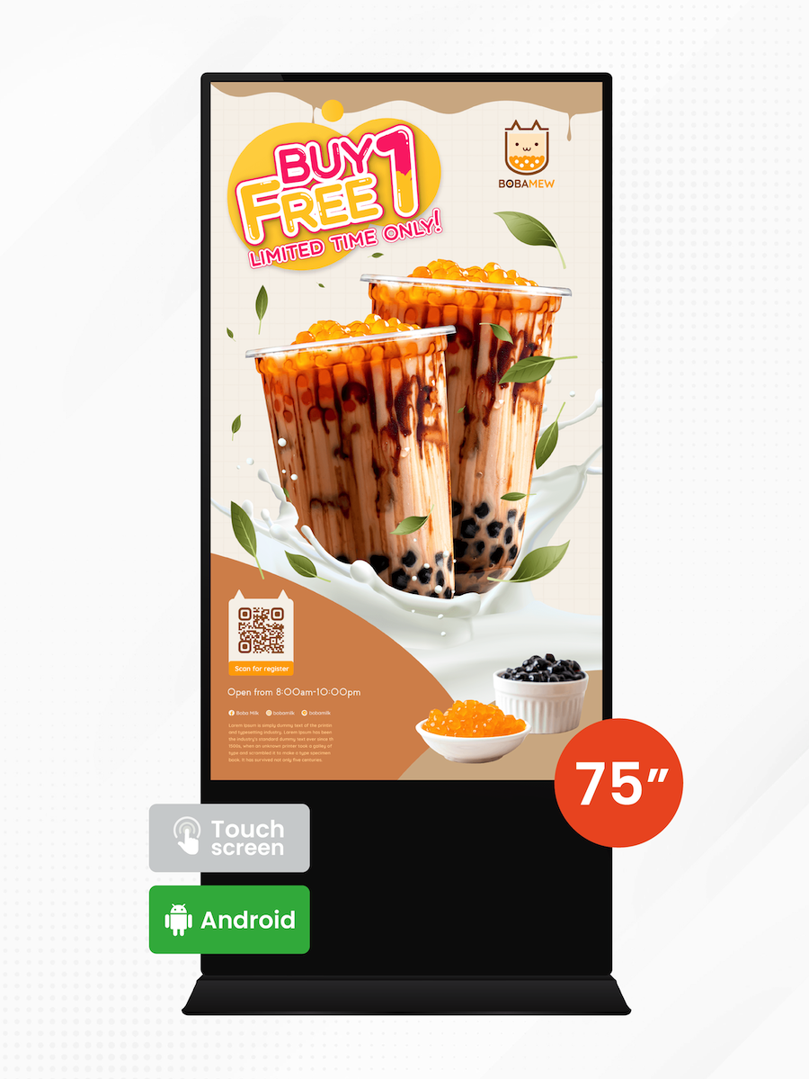 Digital Signage Kiosk ขนาด 75 นิ้ว แบบสัมผัส