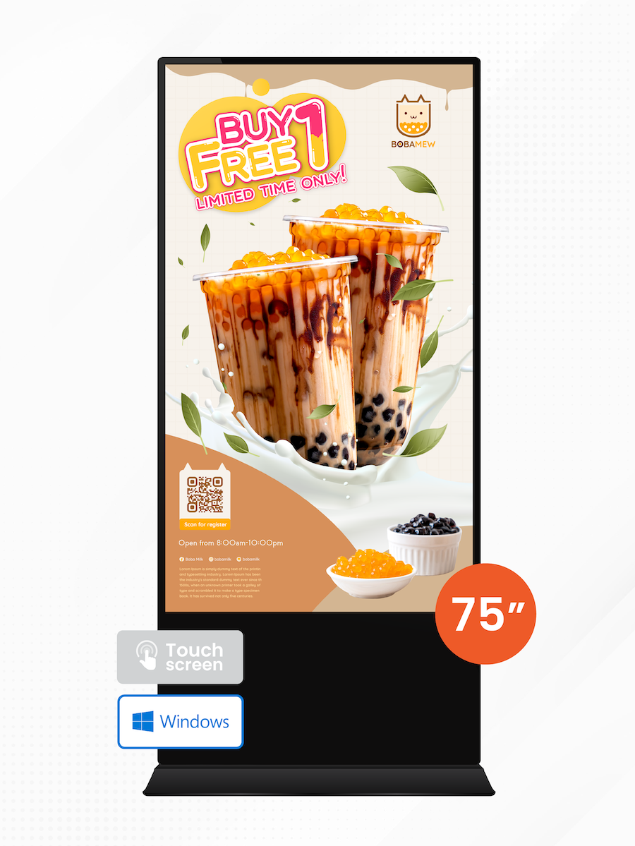 Digital Signage Kiosk ขนาด 75 นิ้ว แบบสัมผัส