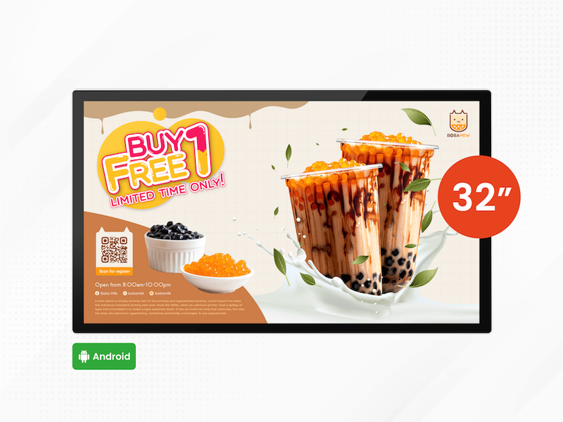 32" Android Wall-Mount Digital Signage Display (ไม่สัมผัส)