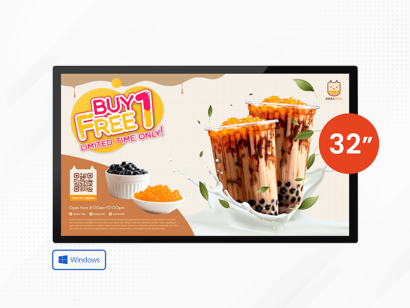 32" Windows Wall-Mount Digital Signage Display (ไม่สัมผัส)