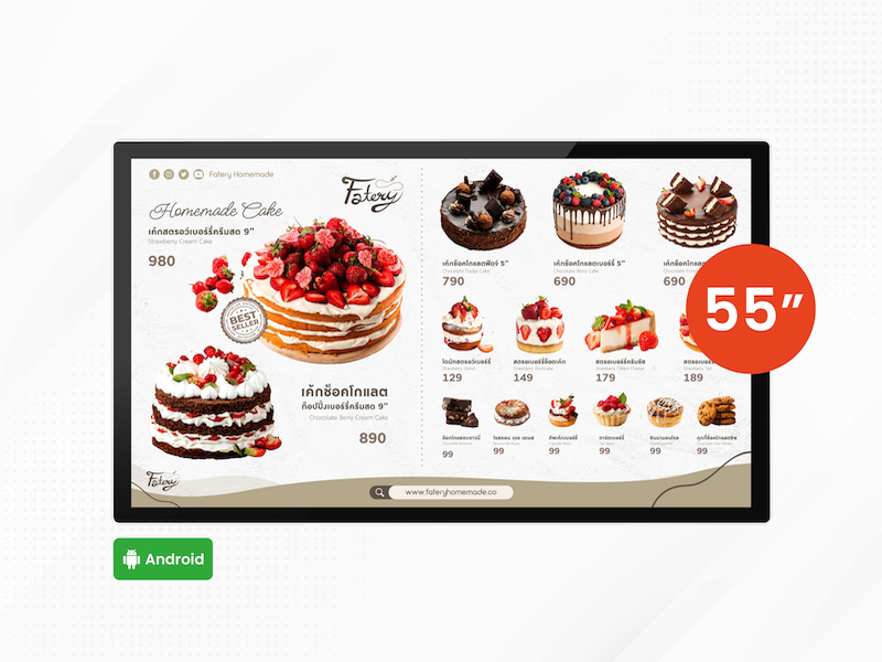 55" Android Wall-Mount Digital Signage Display (ไม่สัมผัส)