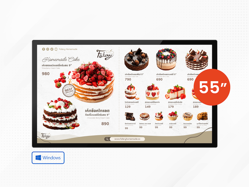 55" Windows Wall-Mount Digital Signage Display (ไม่สัมผัส)