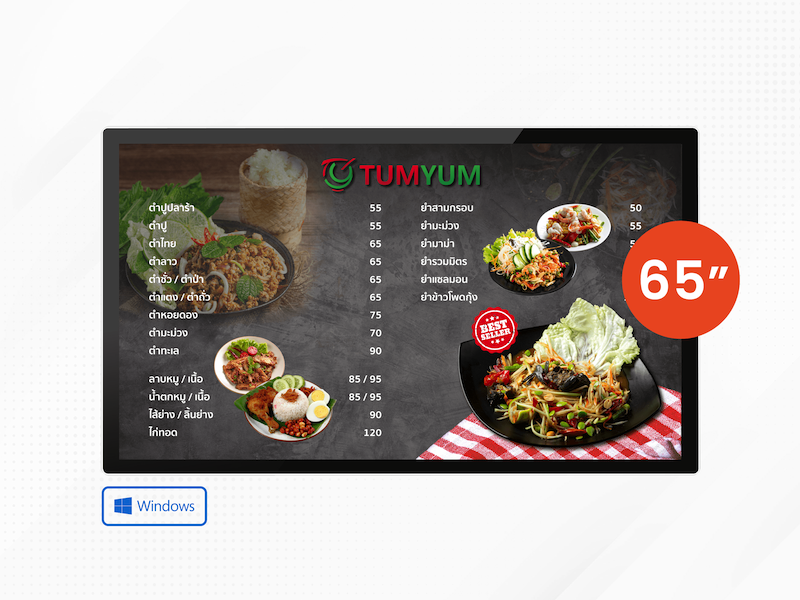 65" Windows Wall-Mount Digital Signage Display (ไม่สัมผัส)