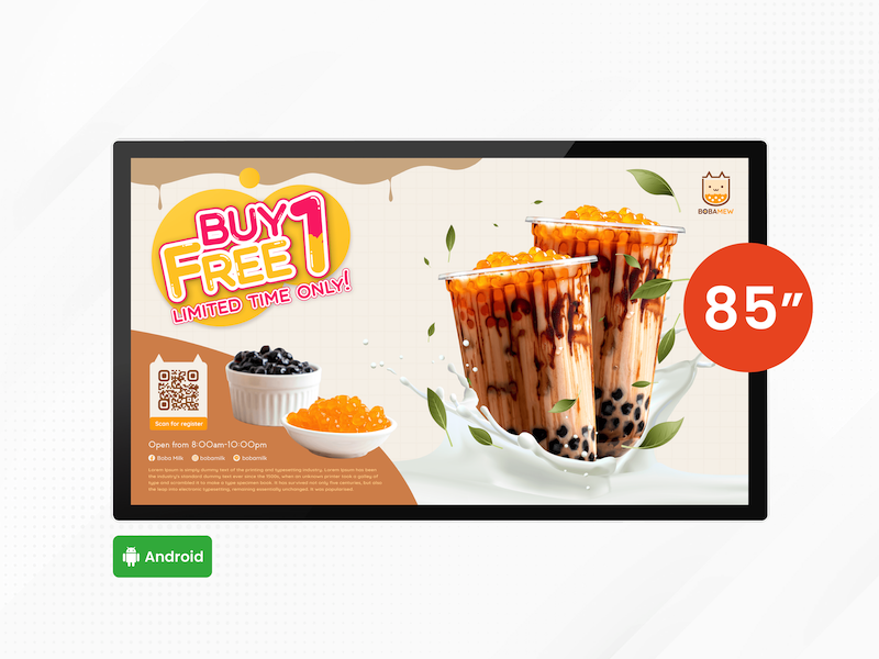 85" Android Wall-Mount Digital Signage Display (ไม่สัมผัส)