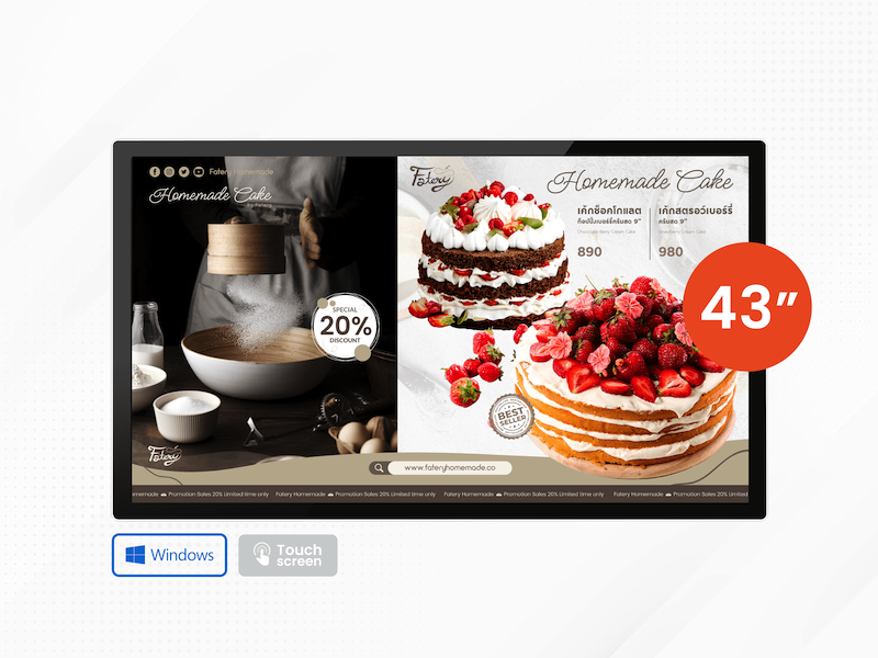 43" Windows Wall-Mount Digital Signage Display (ระบบสัมผัส)