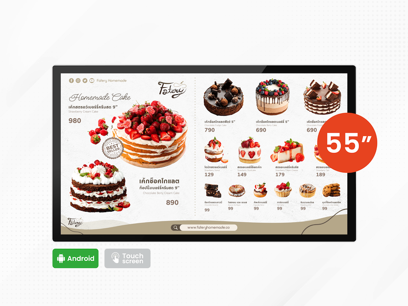 55" Android Wall-Mount Digital Signage Display (ไม่สัมผัส)