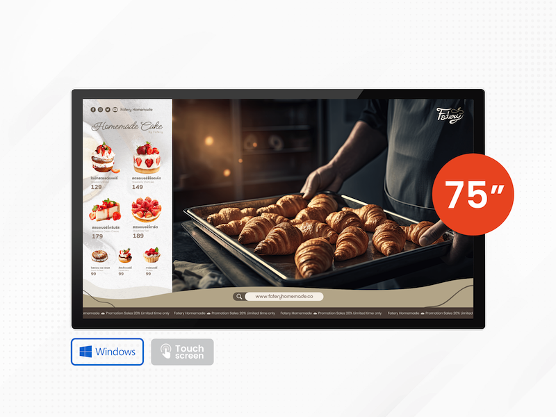 75" Windows Wall-Mount Digital Signage Display (ระบบสัมผัส)