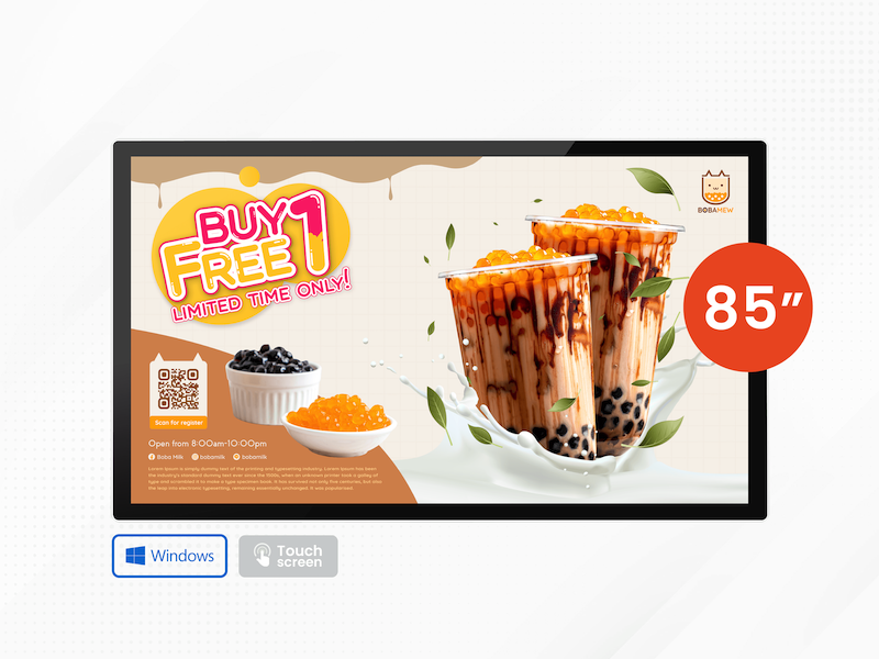 85" Windows Wall-Mount Digital Signage Display (ระบบสัมผัส)